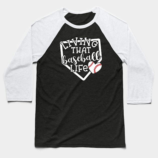 Living That Baseball Life Mom Coach Baseball T-Shirt by GlimmerDesigns